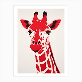 Red Giraffe Art Print