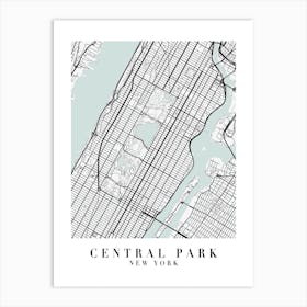 Central Park New York Street Map Minimal Color Art Print