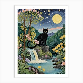 Cat In The Moonlight 1 Art Print