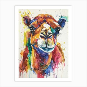 Camel Colourful Watercolour 3 Art Print