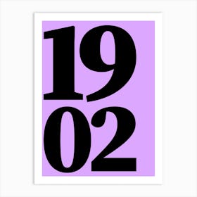 1902 Typography Date Year Word Art Print