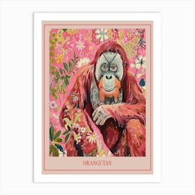 Floral Animal Painting Orangutan 2 Poster Art Print