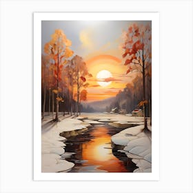 Sunset Over The River . 2 Art Print