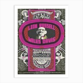 1970 Bg 252 Leon Russell Miles Davis Fillmore West Poster Art Print