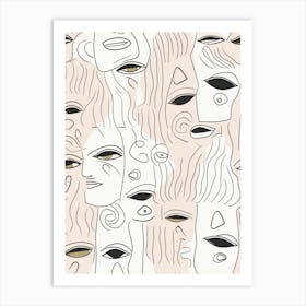 Modern Abstract Face Line Illustration 1 Art Print