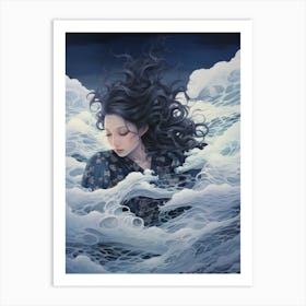 Girl In The Sea Art Print