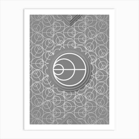 Geometric Glyph Sigil with Hex Array Pattern in Gray n.0073 Art Print