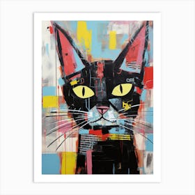 Ink and Purr: Street Art with a Black Cat Twist Art Print