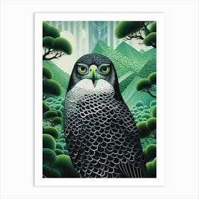 Ohara Koson Inspired Bird Painting Hawk 2 Art Print