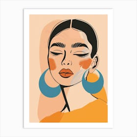 Illustration Of A Woman With Big Earrings Art Print