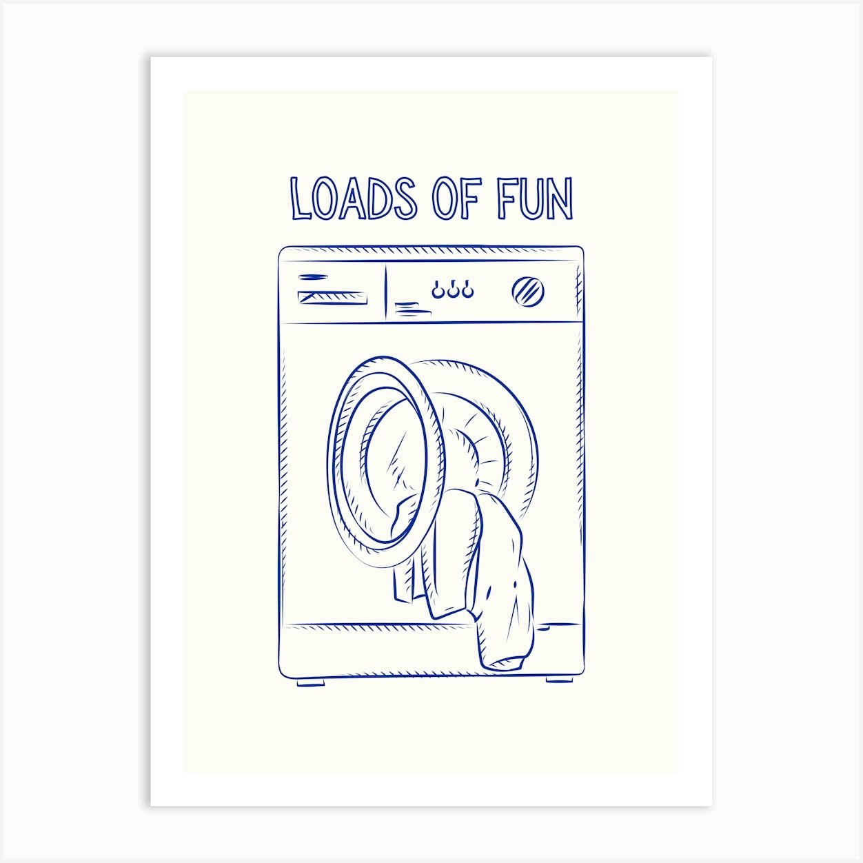 Loads Of Fun Basket Laundry Blue Poster Art Print by House of Saturn