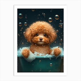 Poodle In A Tub Art Print