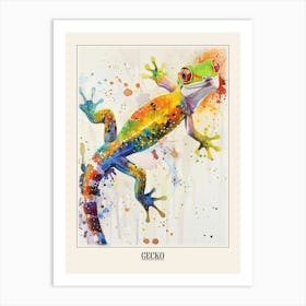 Gecko Colourful Watercolour 3 Poster Art Print