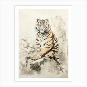 Storybook Animal Watercolour Bengal Tiger Art Print