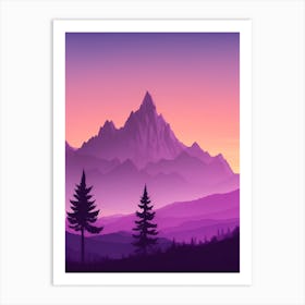 Misty Mountains Vertical Composition In Purple Tone 18 Art Print