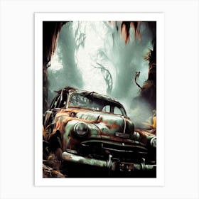 Abandoned Car In A Cave Poster