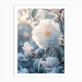 Frosty Botanical Camellia 1 Art Print