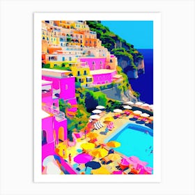 Amalfi Coast, Italy Colourful View 5 Art Print