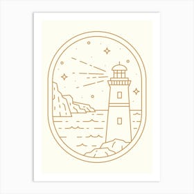 Lighthouse In The Sky Monoline Hand Drawing Aesthetic Illustration Art Print