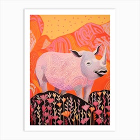 Abstract Rhino In The Nature Linocut Inspired 3 Art Print