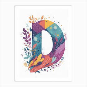 Colorful Letter D Illustration 44 Art Print