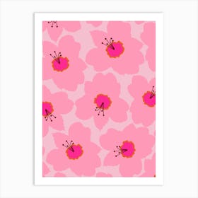 Retro Floral Pink Art Print