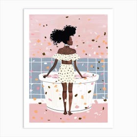 Afro Girl In Bathtub Art Print