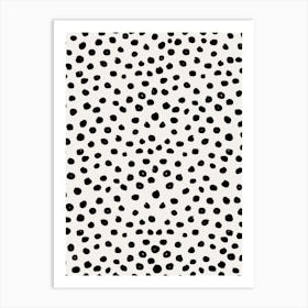 Animal Print Brushstroke, Dalmatian Spots, Polka Dots, Black And White Art Print