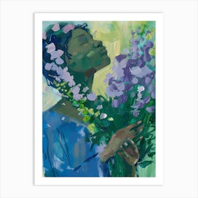 Woman With Flowers Art Print