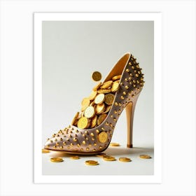 High Heel Shoe With Gold Coins Art Print