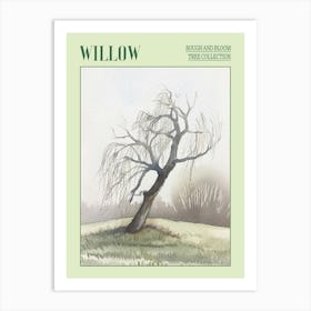 Willow Tree Atmospheric Watercolour Painting 1 Poster Art Print
