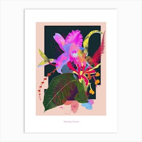 Monkey Orchid 2 Neon Flower Collage Poster Art Print