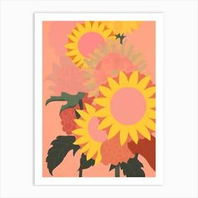 Sunflowers Flower Big Bold Illustration 1 Art Print