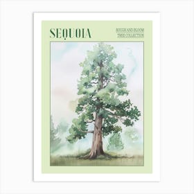 Sequoia Tree Atmospheric Watercolour Painting 8 Poster Art Print