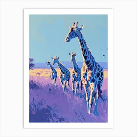 Giraffes In A Line At Sunset 3 Art Print