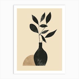 Vase With A Leaf Art Print