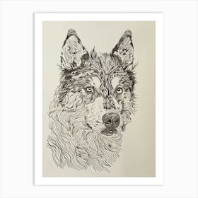 Husky Dog Line Sketch 1 Art Print