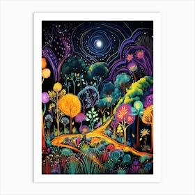 Forest At Night Art Print