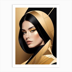 Geometric Woman Portrait Luxury Gold (28) Art Print
