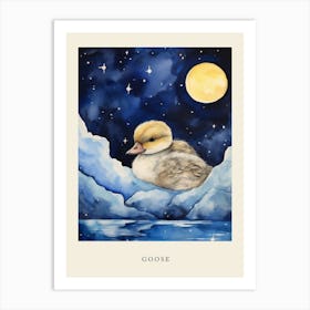 Baby Goose Sleeping In The Clouds Nursery Poster Art Print