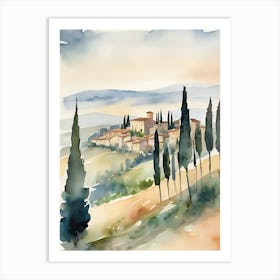 Abstract Tuscany Landscape Watercolor 2 Art Print