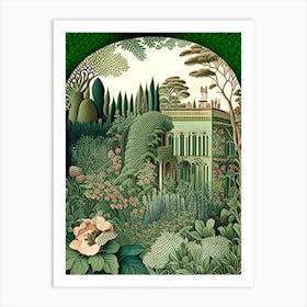 Villa Cimbrone Gardens, Italy Vintage Botanical Art Print