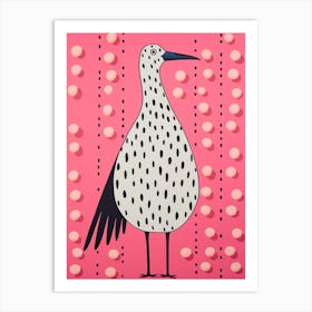 Pink Polka Dot Stork Art Print