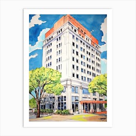 The Post Oak Hotel At Uptown Houston   Houston, Texas   Resort Storybook Illustration 3 Art Print