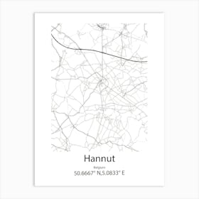 Hannut,Belgium Minimalist Map Art Print