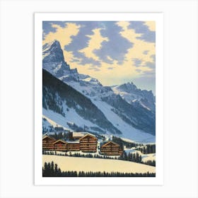 Engelberg, Switzerland Ski Resort Vintage Landscape 1 Skiing Poster Art Print