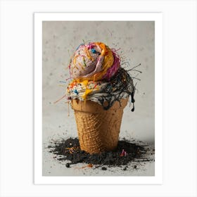 Ice Cream Cone With Sprinkles Art Print