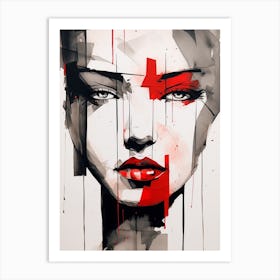 Geometric Realistic Face 1 Art Print