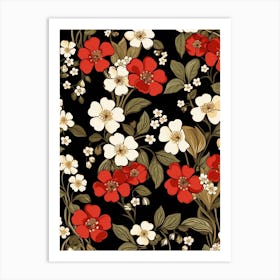 Alpine Forget Me Not 1 William Morris Style Winter Florals Art Print