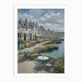 Harbourside Cottages The Quiet Port Art Print